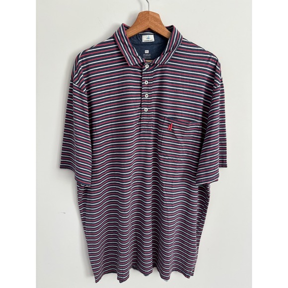 johnnie-O Other - Johnnie-O Hangin Out Mens XXL Polo Shirt Striped Navy Blue Red White